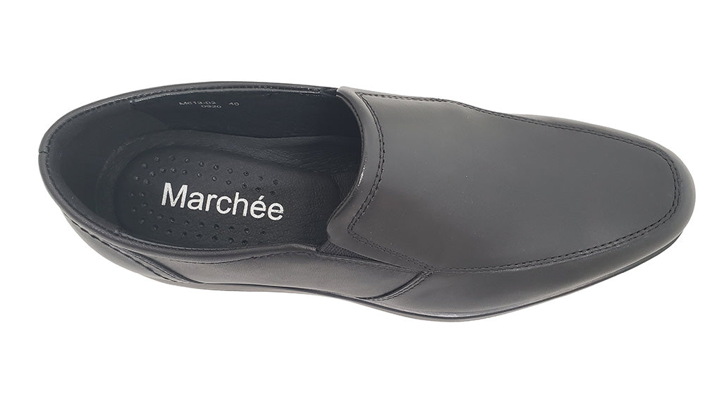 MARCHEE MEN'S BLACK MOC TOE SLIP ON SHOES - M613-03