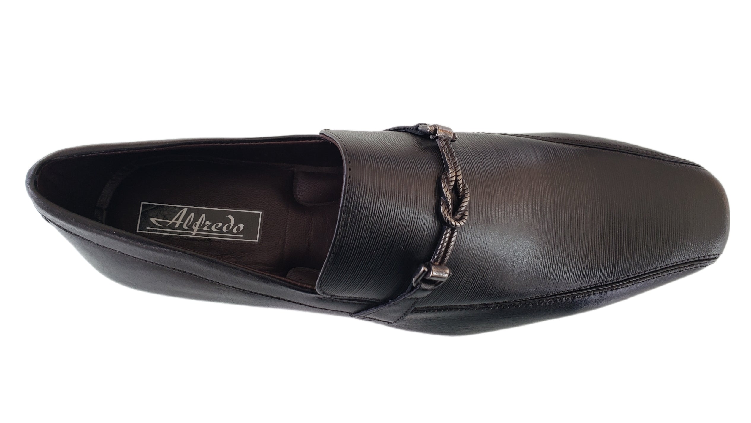 ALFREDO MEN'S BLACK FIRENZE LEATHER DRESS SLIP ON SHOES 0113361