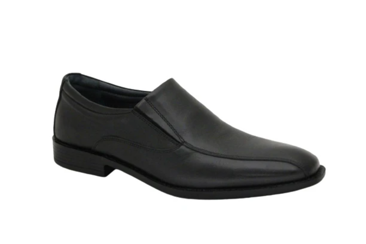 MIRAGE COMFLEX MEN'S BLACK SLIP ON BIKE TOE SHOES 7555 – Infinity Shoes